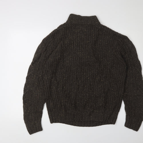 Next Men's Brown Henley Jumper L Cable-Knit Heavy