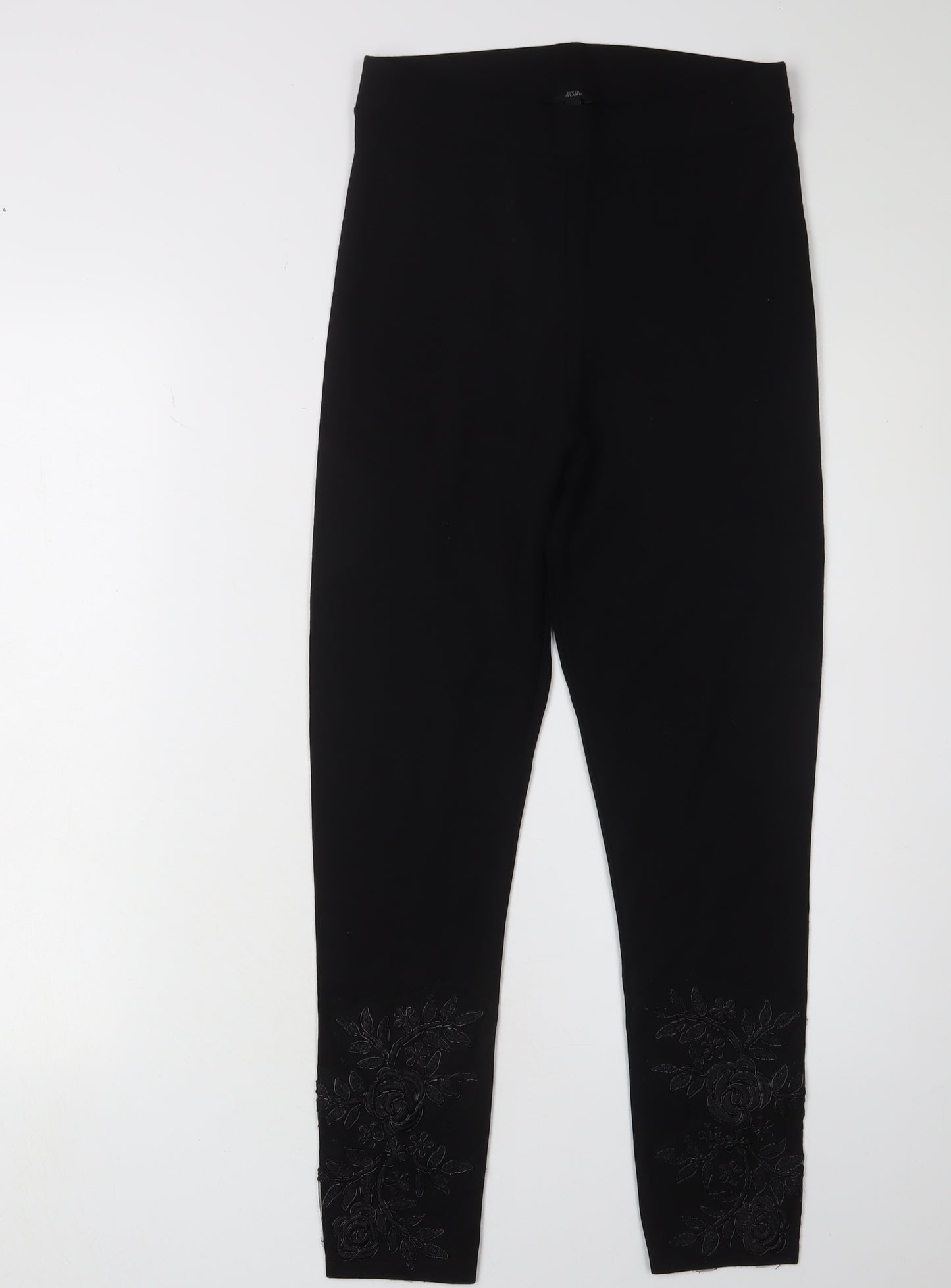River Island Women's Black Embroidered Leggings Size 12