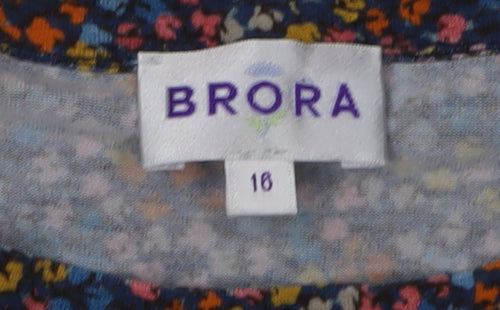 Brora Women's Multicoloured Floral A-Line Dress Size 16