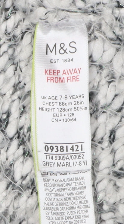 Marks and Spencer Girls Grey Cardigan 7-8 Years