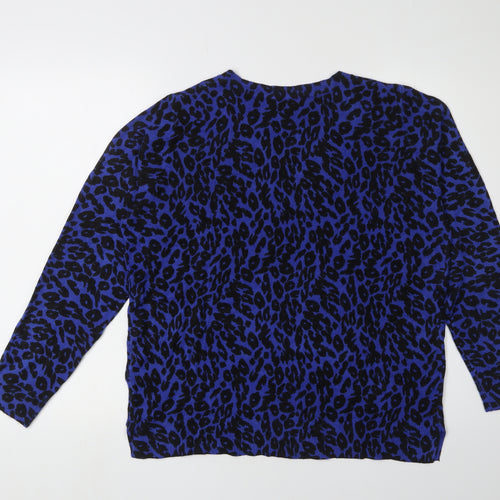 Marks and Spencer Women's Blue Animal Print Jumper Size 16