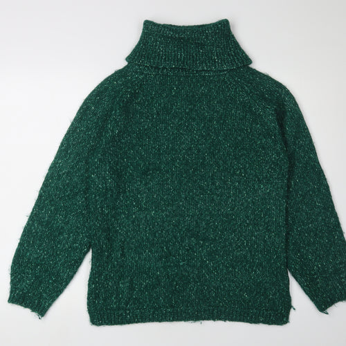 Marks and Spencer Women's Green Knit Roll Neck Jumper - S