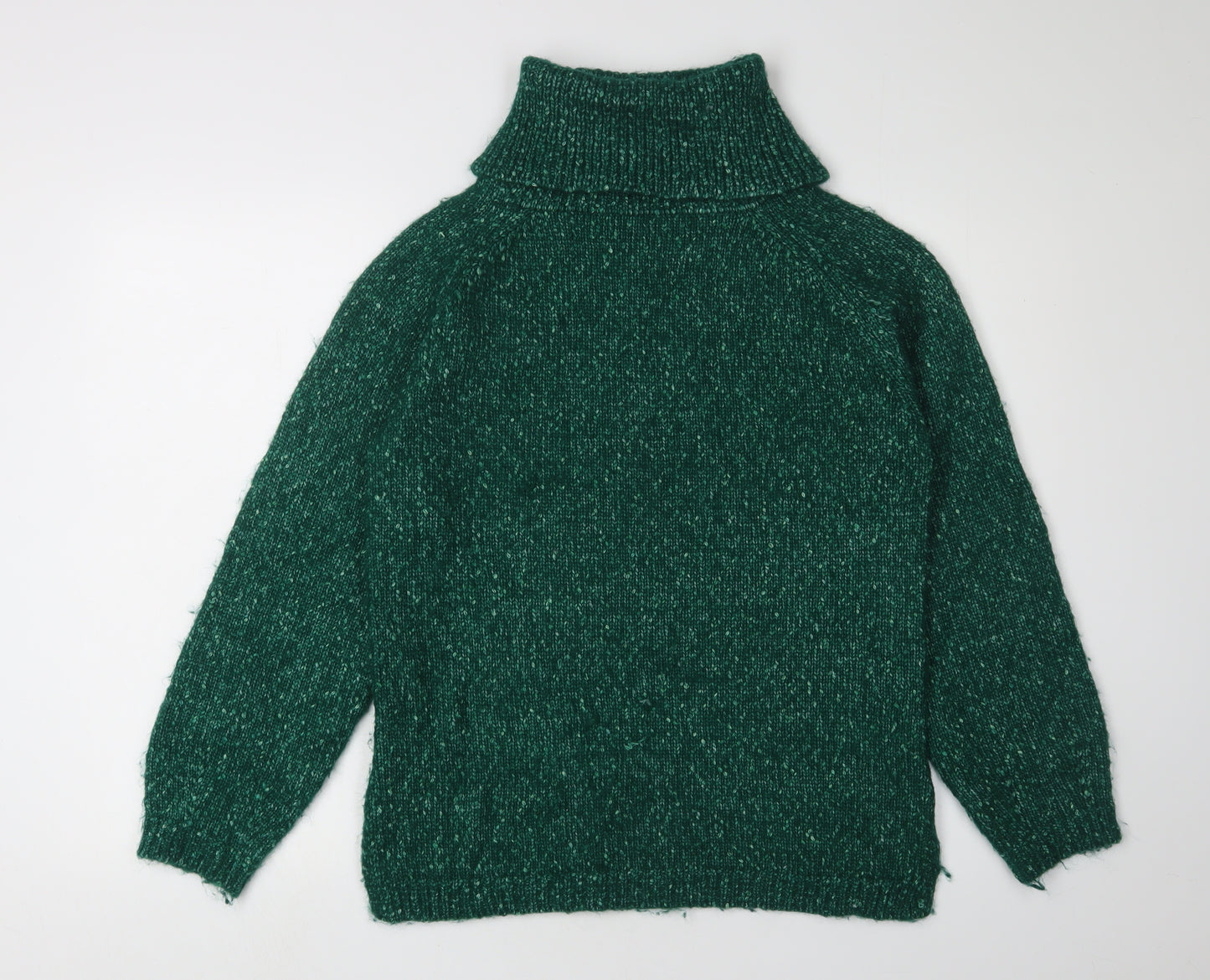 Marks and Spencer Women's Green Knit Roll Neck Jumper - S