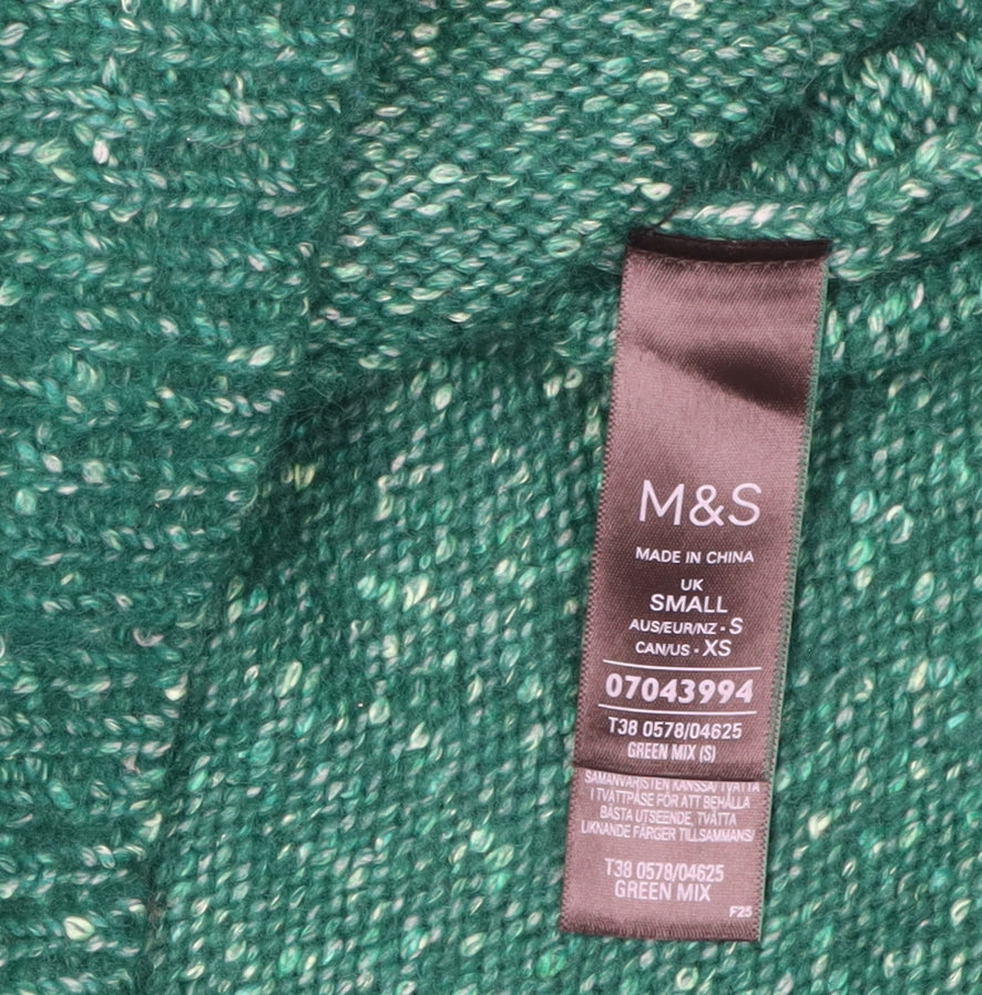 Marks and Spencer Women's Green Knit Roll Neck Jumper - S