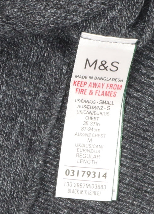 Marks and Spencer Men's Black Full Zip Jumper S