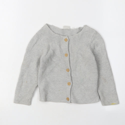 H&M Grey Unisex Toddler Cardigan, 24 Months, Cotton Knit