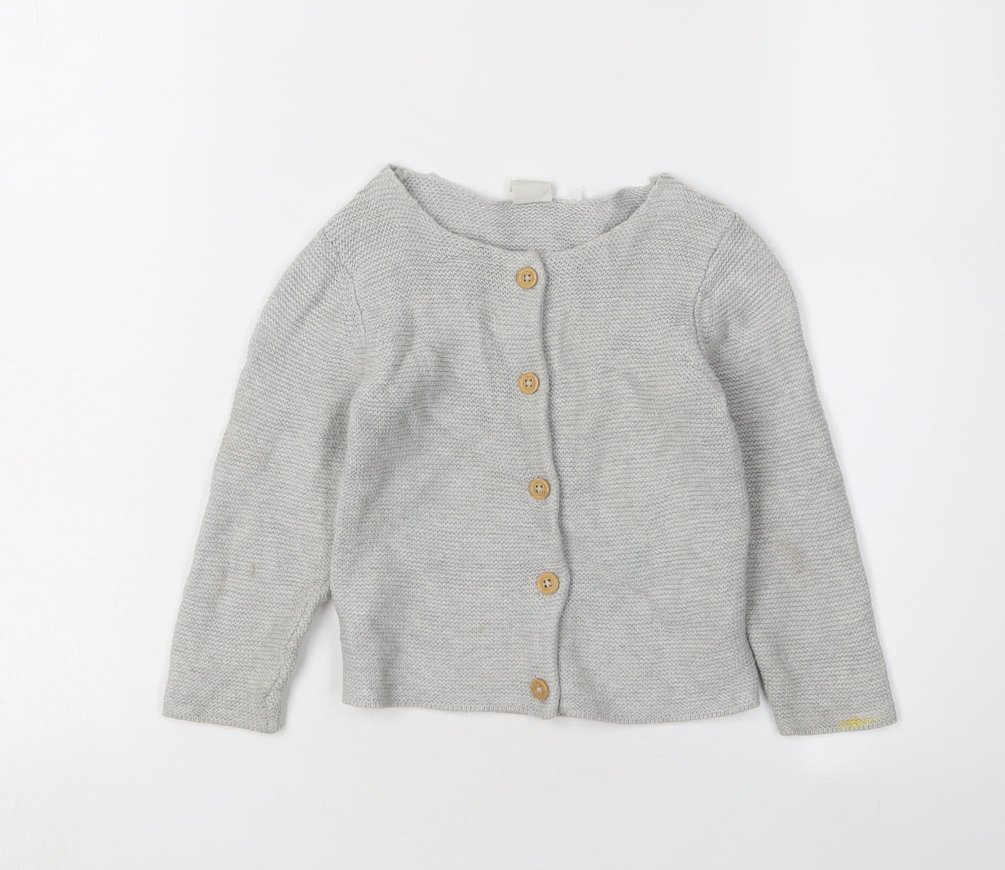 H&M Grey Unisex Toddler Cardigan, 24 Months, Cotton Knit
