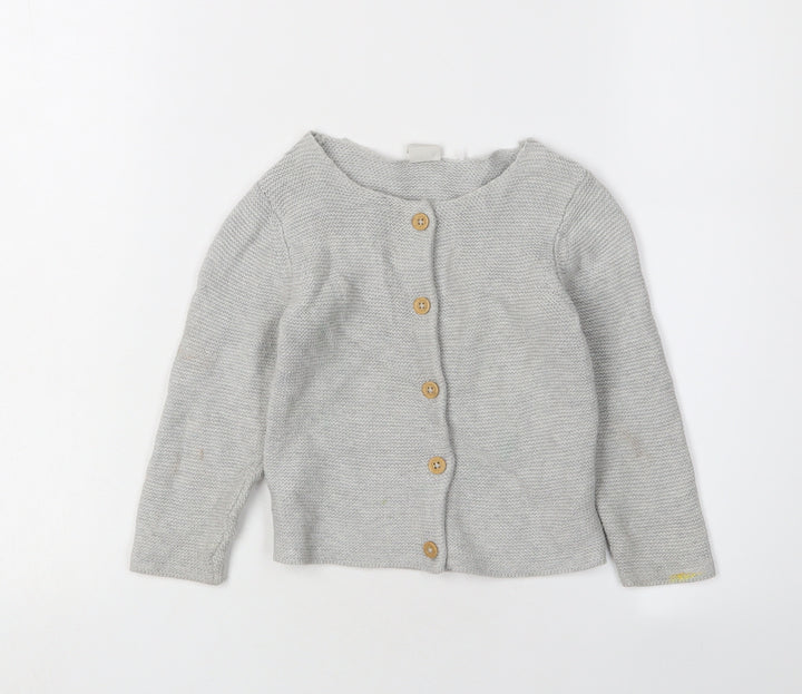 H&M Grey Unisex Toddler Cardigan, 24 Months, Cotton Knit