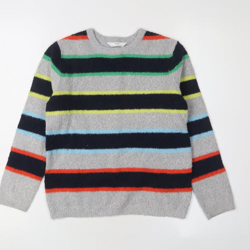 Marks and Spencer Boys Grey Striped Jumper 9-10 Years