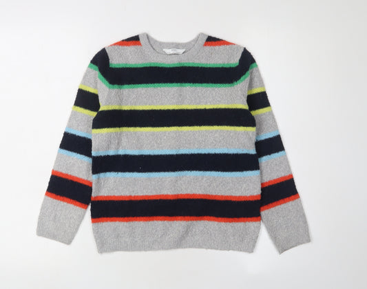 Marks and Spencer Boys Grey Striped Jumper 9-10 Years