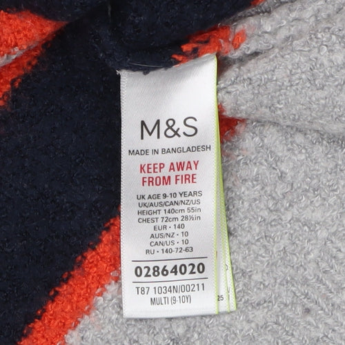 Marks and Spencer Boys Grey Striped Jumper 9-10 Years