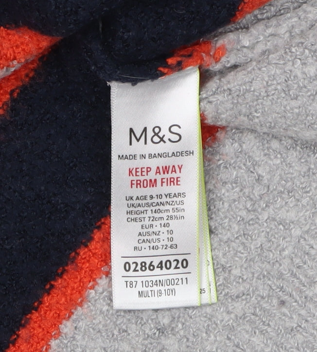 Marks and Spencer Boys Grey Striped Jumper 9-10 Years