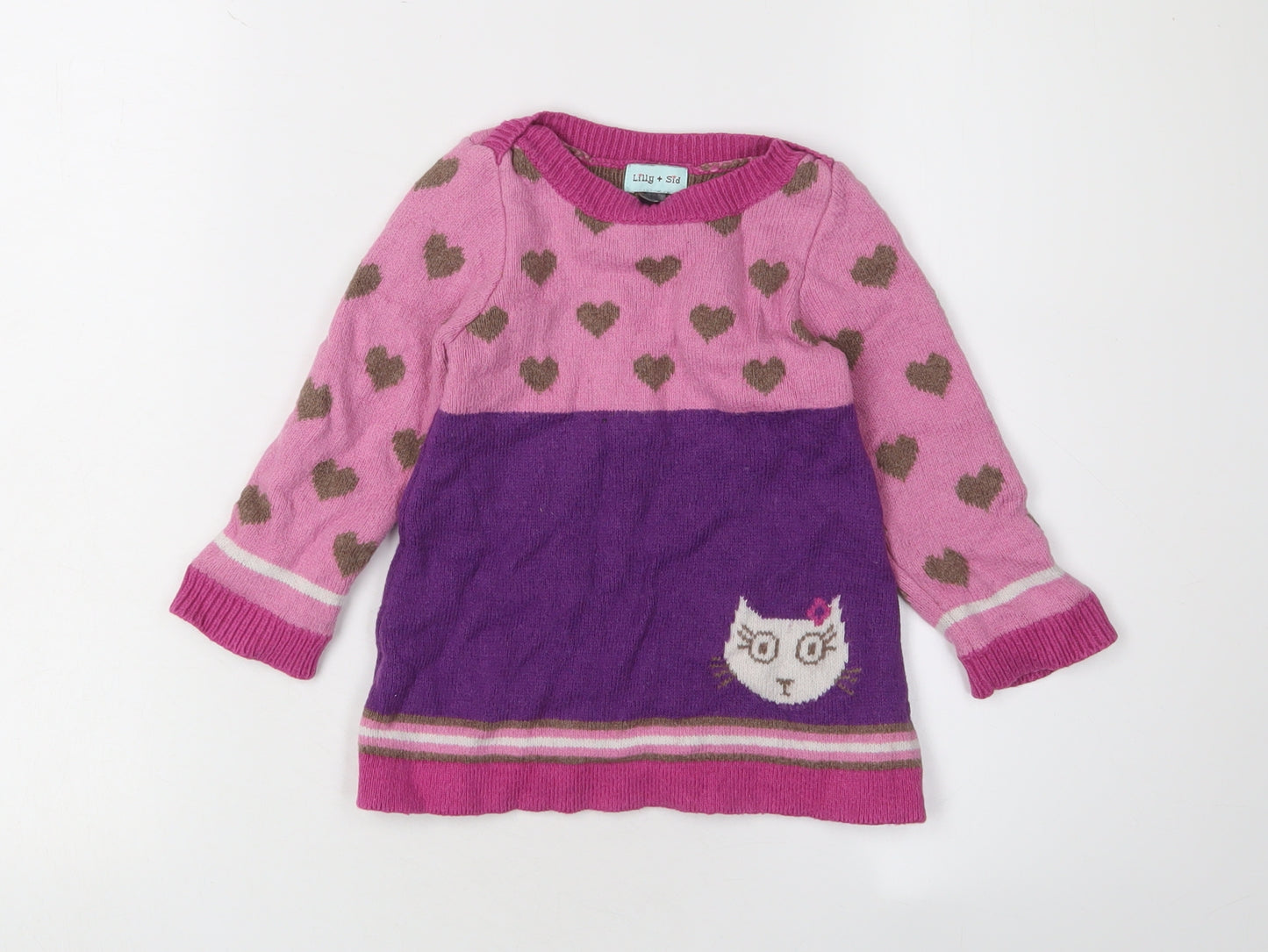 Lilly + Sid Girls Pink Jumper Dress 12-18 Months
