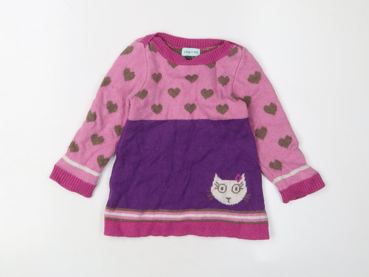 Lilly + Sid Girls Pink Jumper Dress 12-18 Months