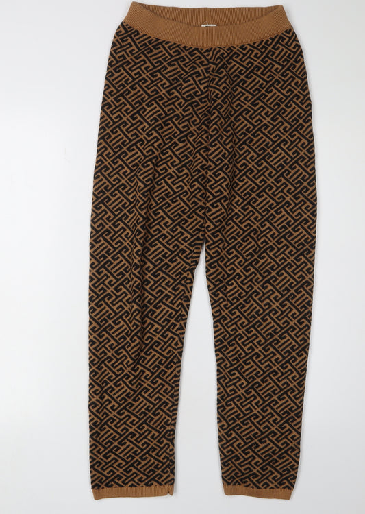 River Island Girls Brown Black Geometric Trousers 11-12 Years