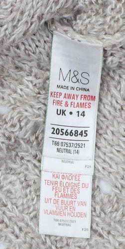 Marks and Spencer Women's Grey Cable-Knit Jumper Size 14