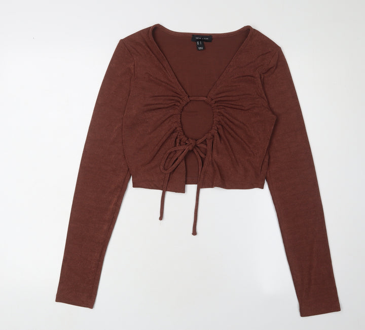 New Look Brown Cropped Top, Women's S, Casual Style