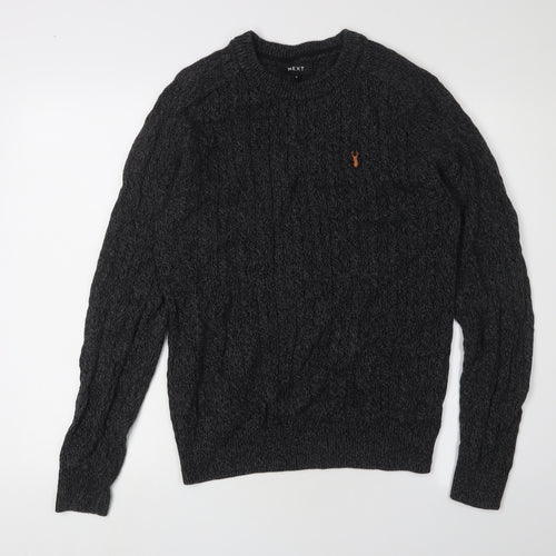 Next Men's Black Cotton Pullover Jumper, Size M