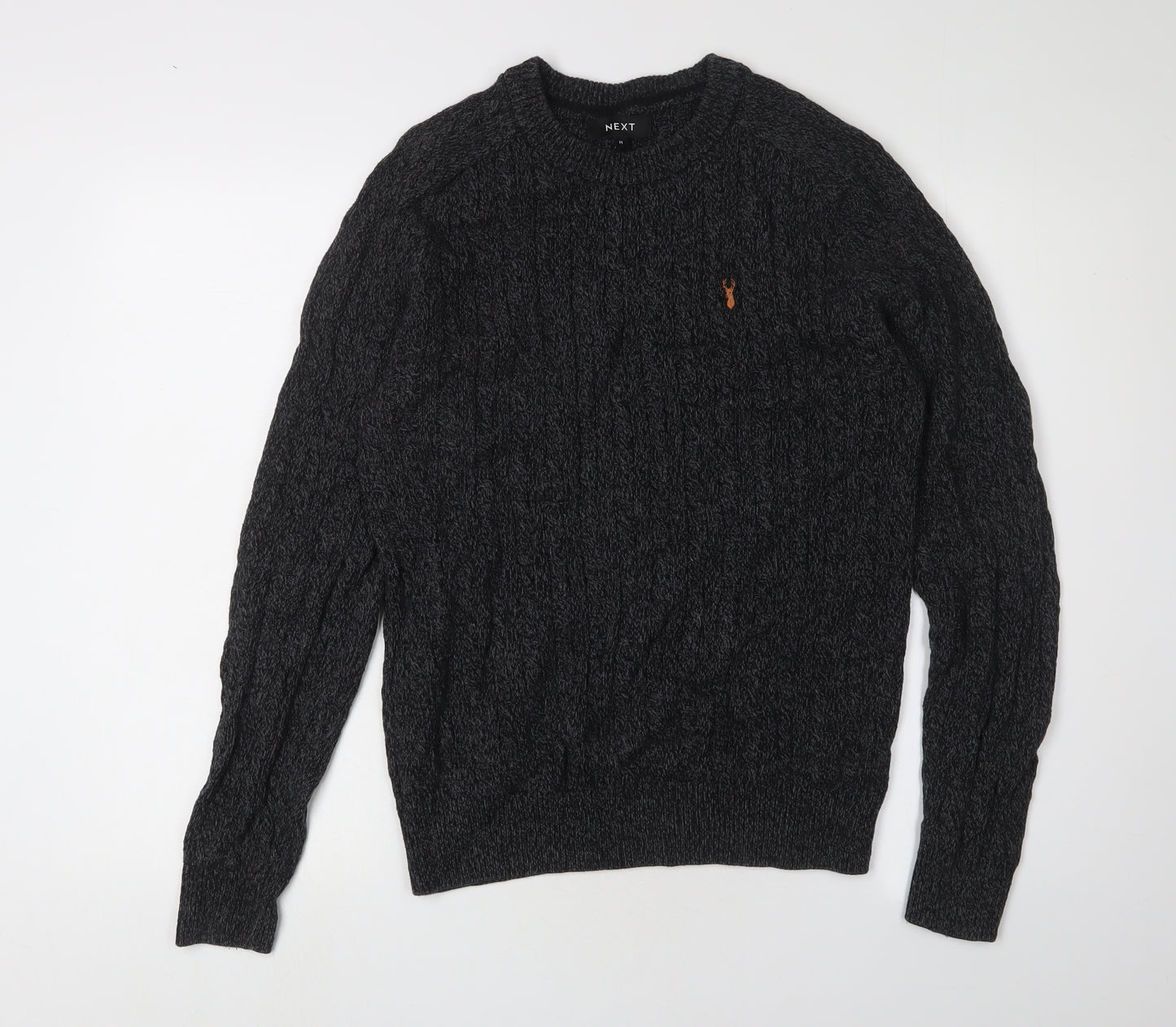 Next Men's Black Cotton Pullover Jumper, Size M