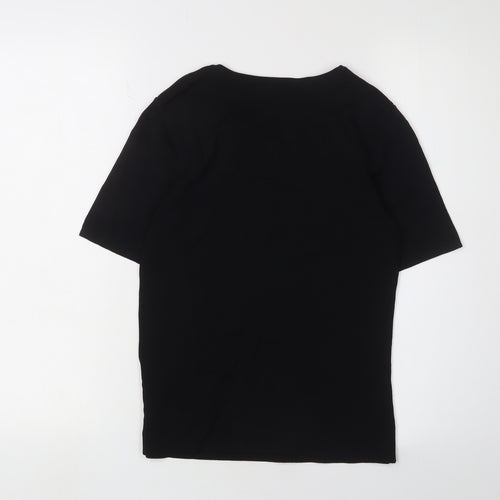 SKY Women's Black Embroidered XS Basic T-Shirt