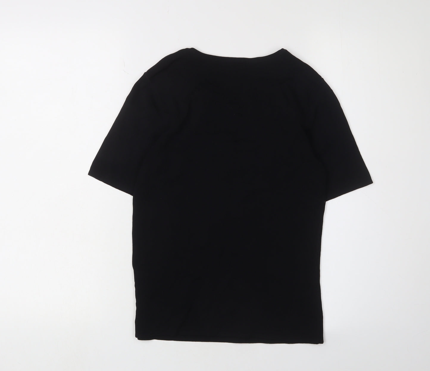 SKY Women's Black Embroidered XS Basic T-Shirt