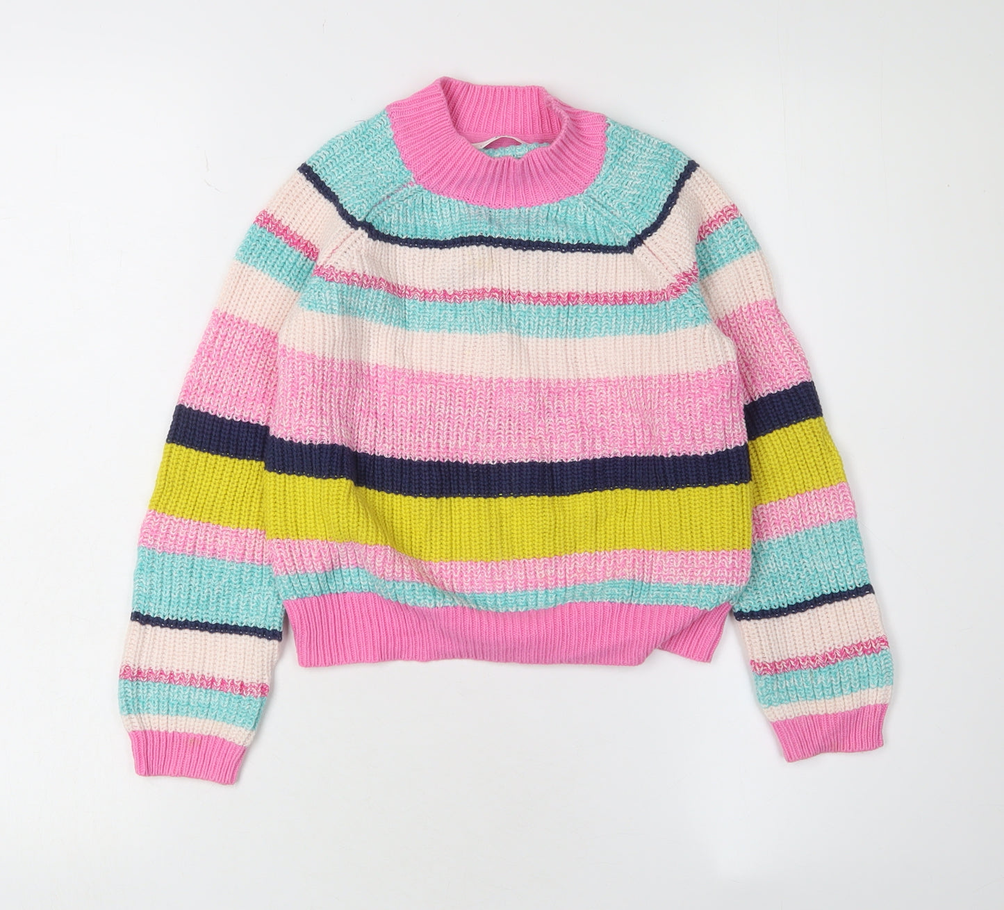 Marks and Spencer Girls Striped Multicoloured Pullover Jumper 6-7Y