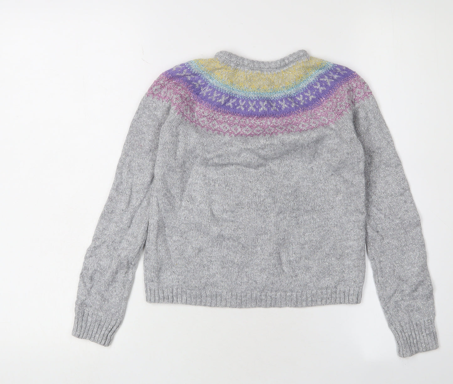 Lulurain Girls Grey Fair Isle Pullover Jumper, 7 Years