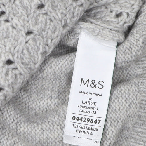 Marks and Spencer Women's Grey Cable-Knit Jumper L