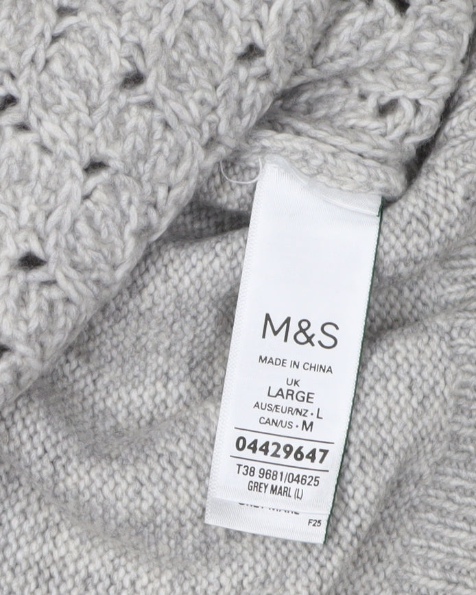 Marks and Spencer Women's Grey Cable-Knit Jumper L