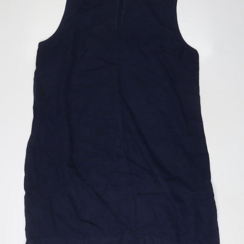 Marks and Spencer Women's Blue Linen Shift Dress, Size 16