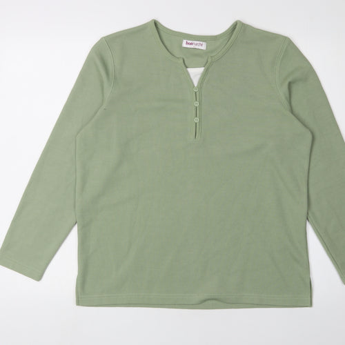 Bonmarché Women’s Green Knit Blouse - Size S, Casual Style