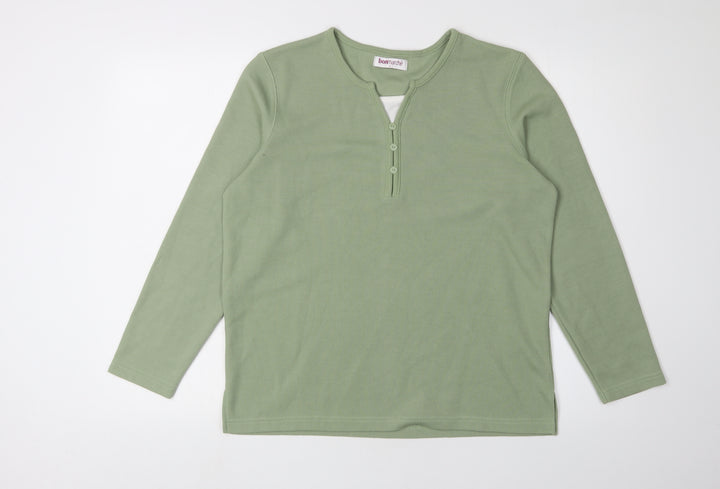 Bonmarché Women’s Green Knit Blouse - Size S, Casual Style