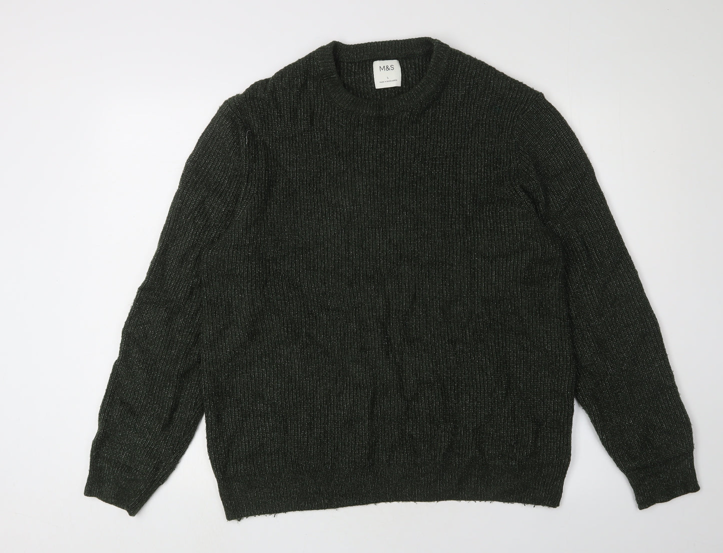 Marks and Spencer Green Pullover Jumper - Size L, Classic Fit