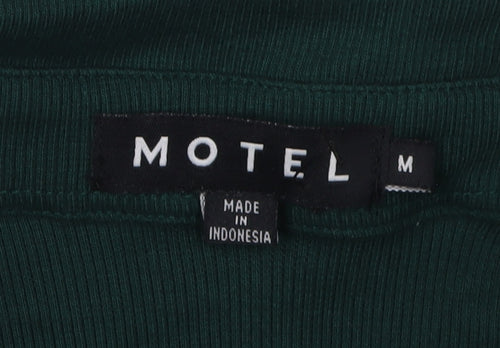 Motel Green Collared Cropped Polo - M