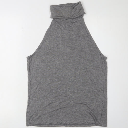 ASOS Design Women's Grey Sleeveless Roll Neck Tank Top L