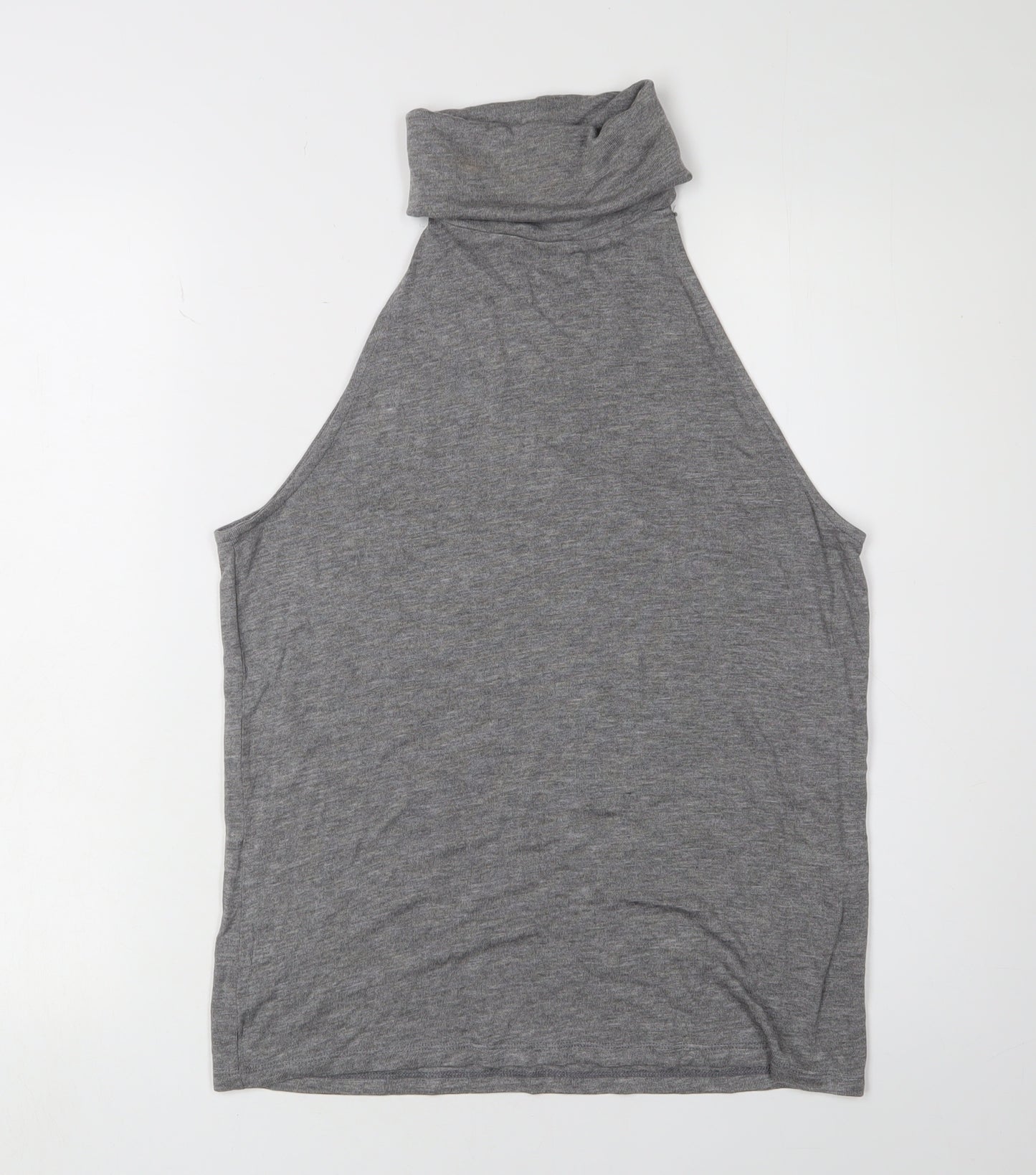 ASOS Design Women's Grey Sleeveless Roll Neck Tank Top L