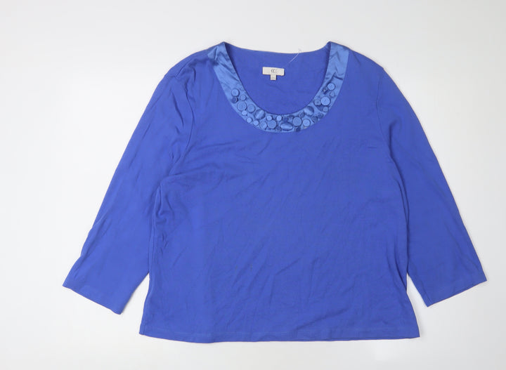 CC Women Blue 2XL 3/4 Sleeve Basic T-Shirt