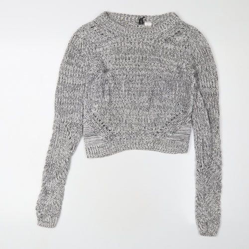 H&M Women's Grey Cotton Pullover Jumper 2XS