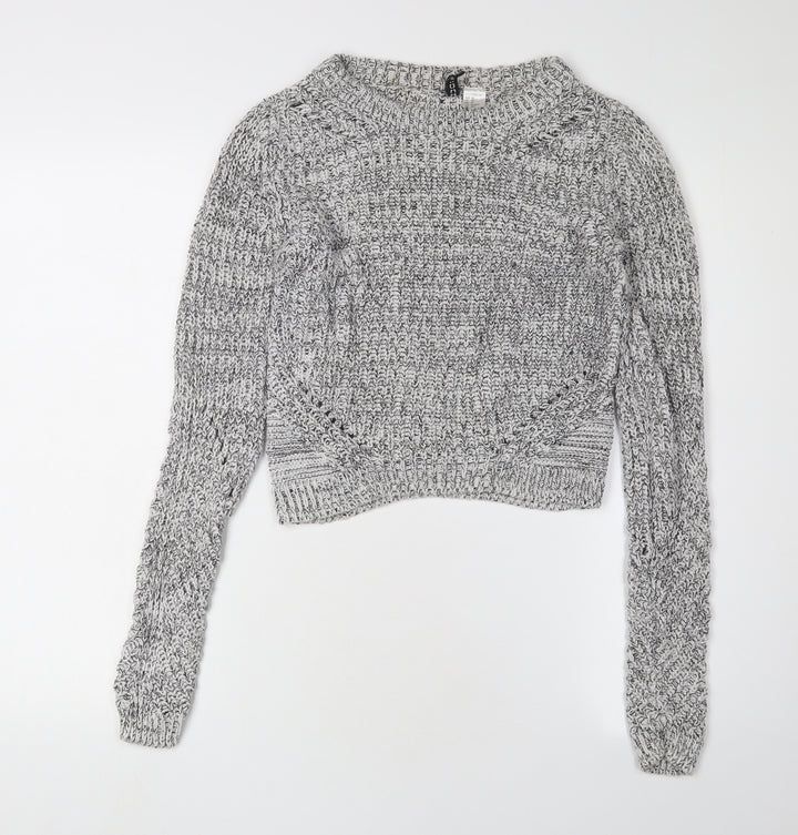 H&M Women's Grey Cotton Pullover Jumper 2XS