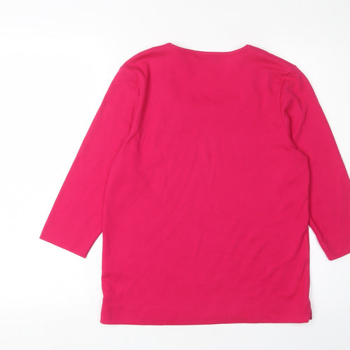 TIGI Women's Pink Beaded 3/4 Sleeve T-Shirt