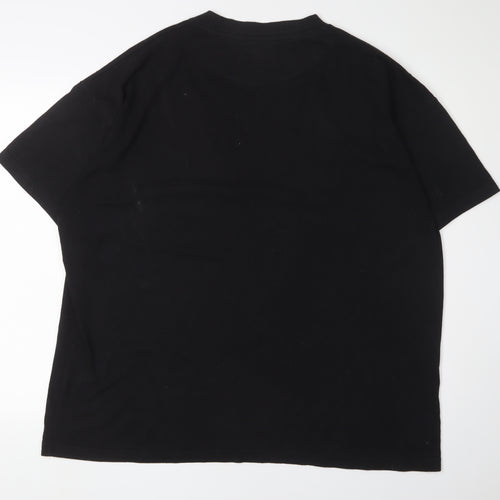 boohooMAN Black Cotton T-Shirt Men L Short Sleeve Casual