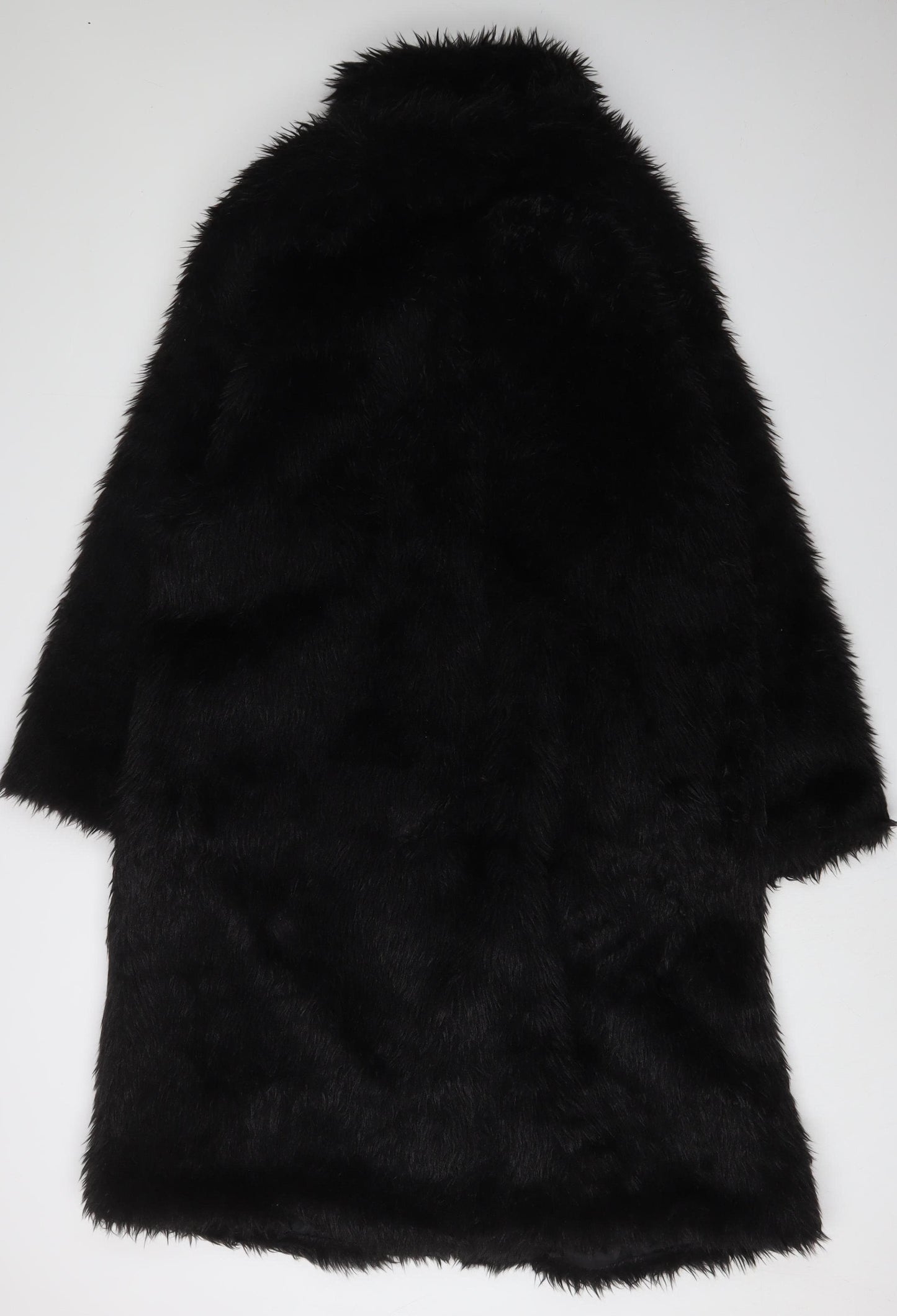 Pretty Little Thing Women's Black Faux Fur Long Coat Size 6