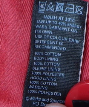 Marks and Spencer Women's Red Hooded Parka Coat Size 18