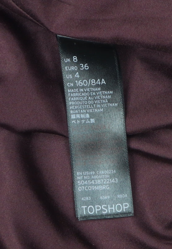 Topshop Women's Brown Overcoat Size 8 Autumn Winter