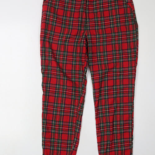 ASOS Women's Red Plaid Trousers Size 10