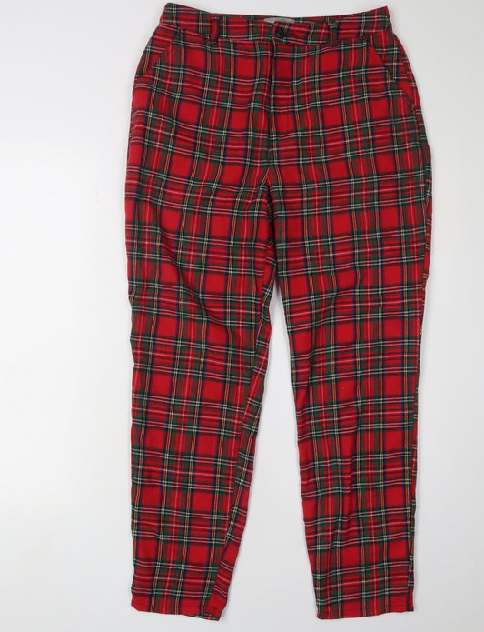 ASOS Women's Red Plaid Trousers Size 10