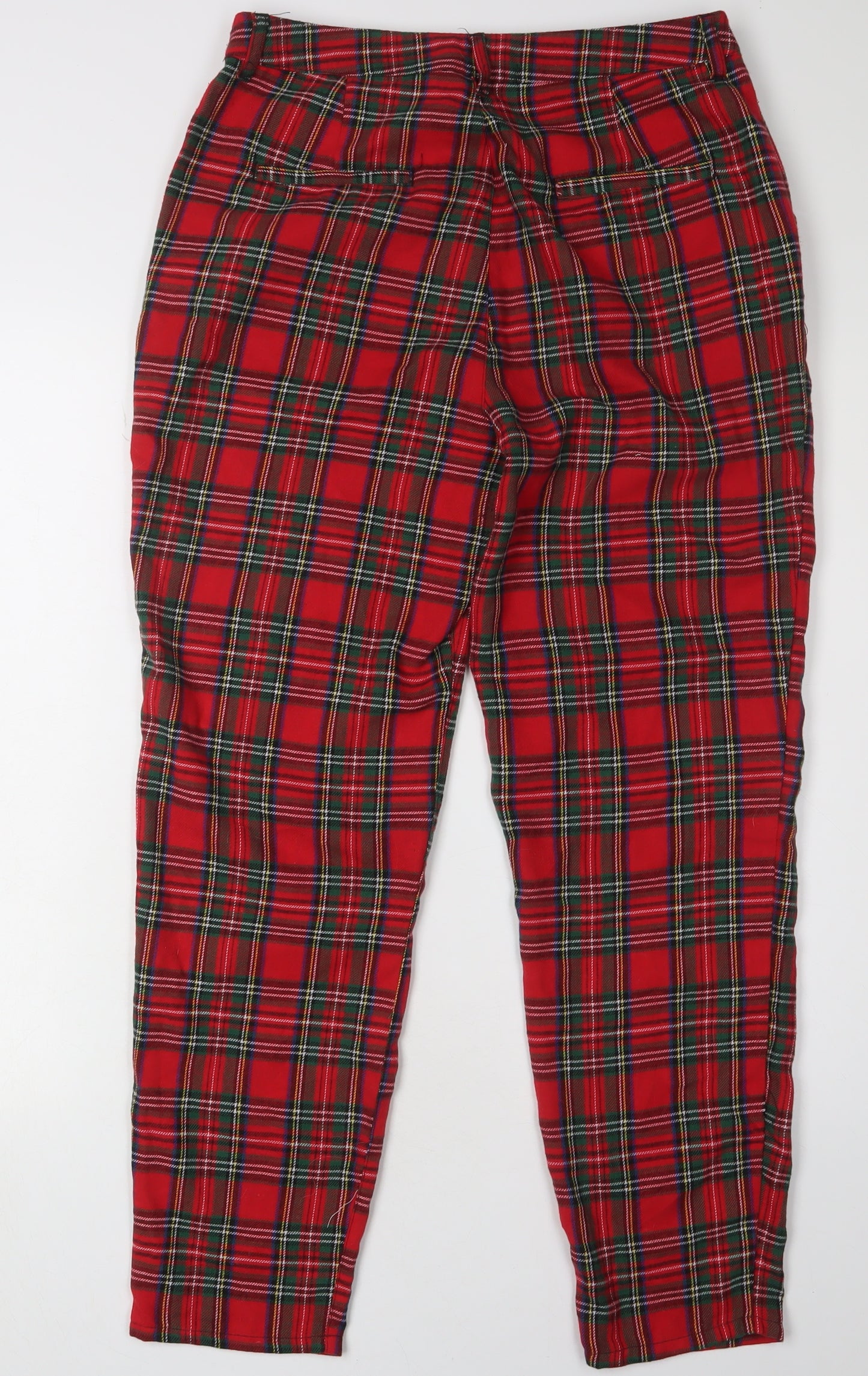 ASOS Women's Red Plaid Trousers Size 10