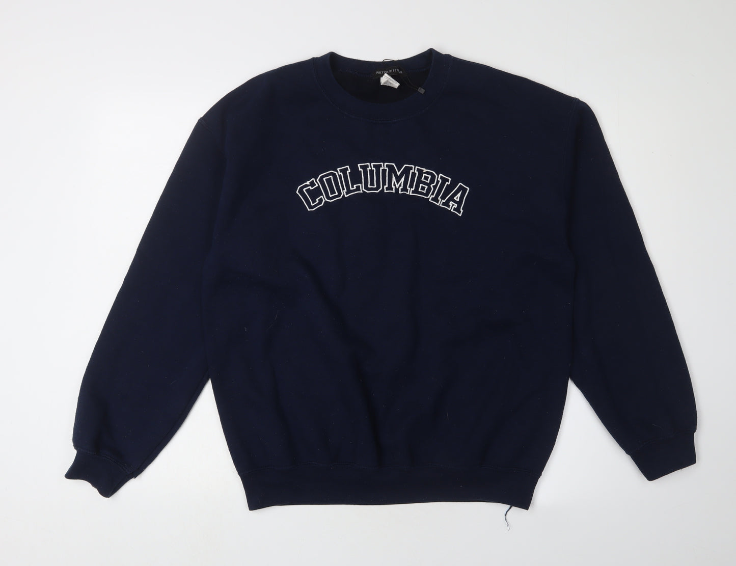 PrettyLittleThing Women's Blue S Logo Pullover Sweatshirt