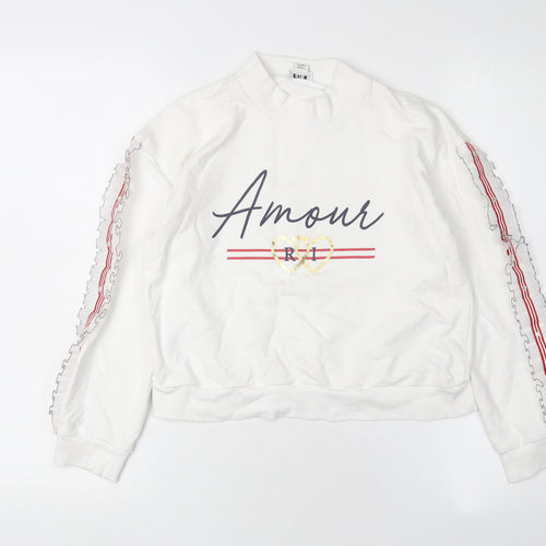River Island Girls White Graphic Print Sweatshirt 9-10 Years