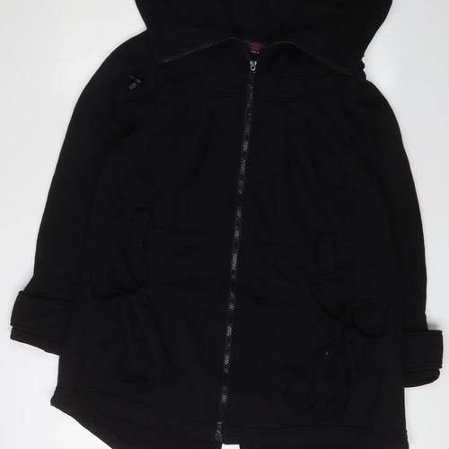 New Look Women's Black Full Zip Hoodie Size 12 with Bow Accents